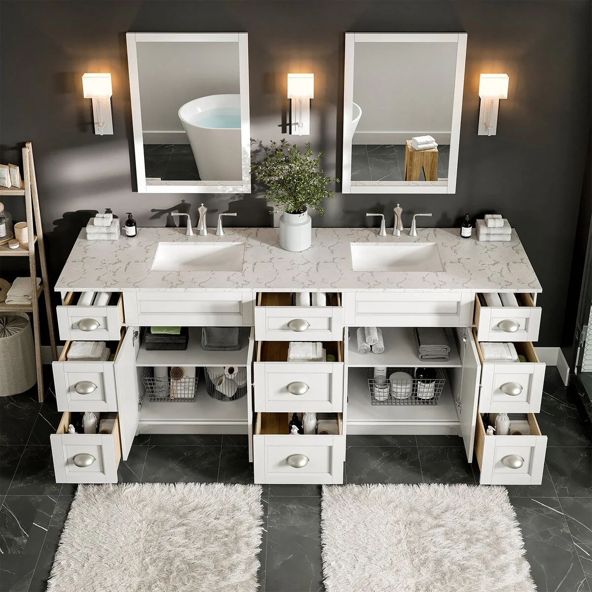 EVIVA Epic 84 Inch Transitional White Vanity