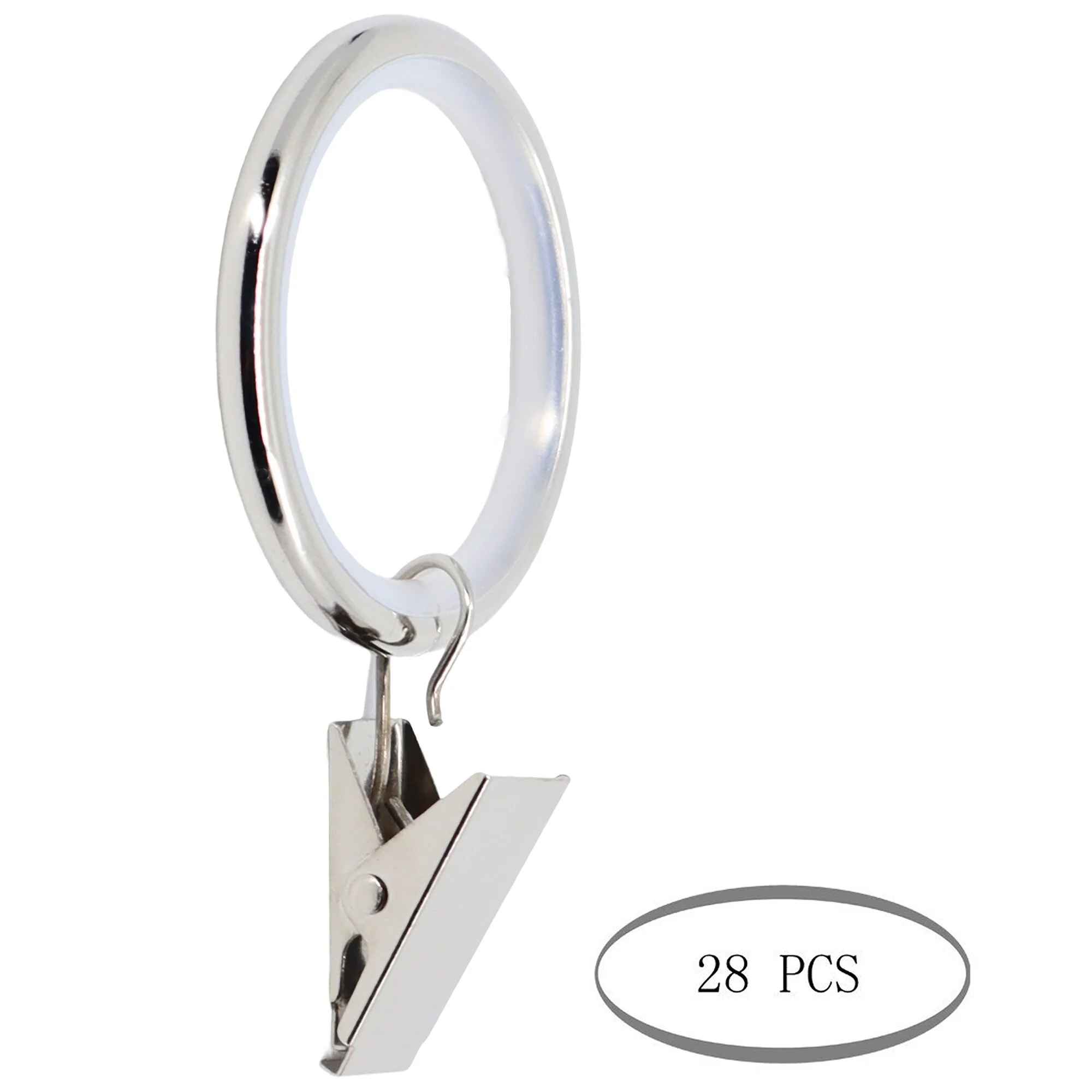 Meriville Drapery Curtain Rings with Clip - 1.5-Inch Inner Diameter with insert