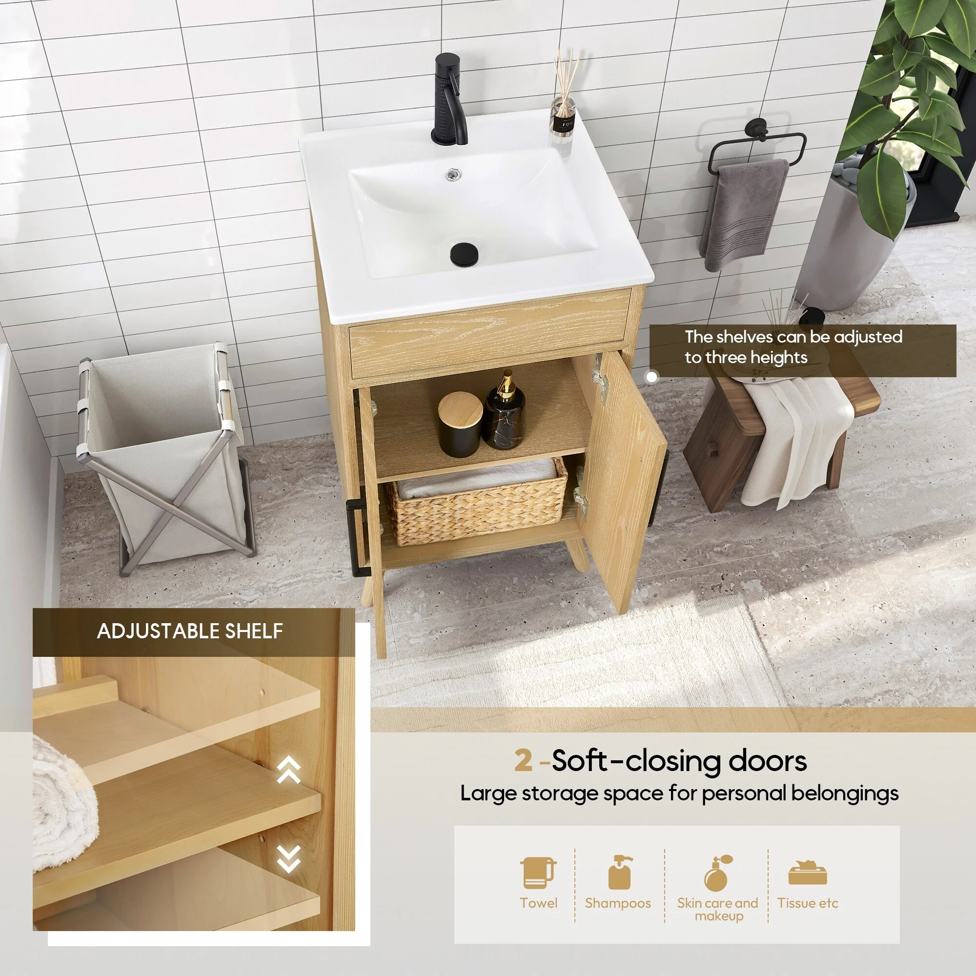 Delhi Bath Vanity with White Ceramic Basin Top without Mirror