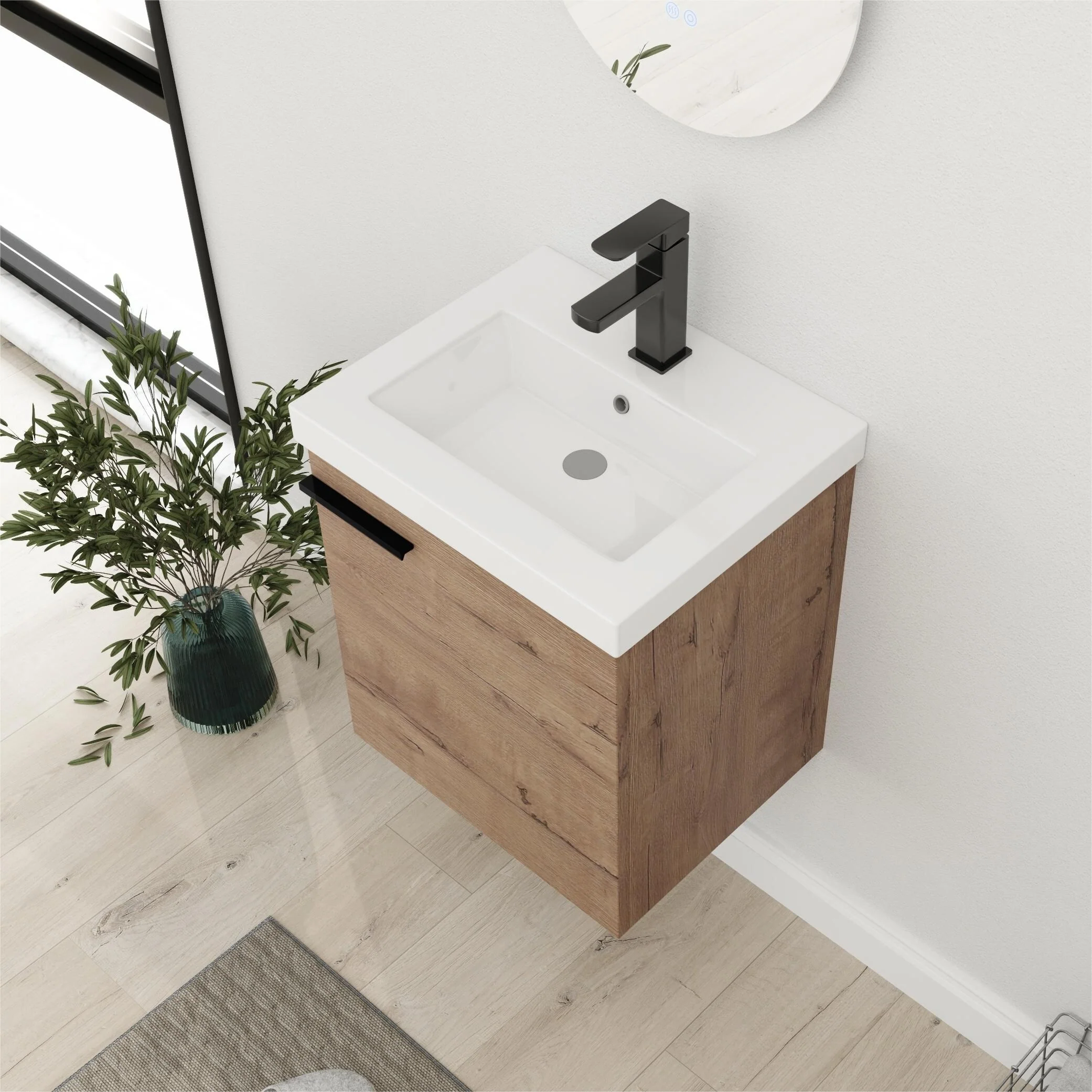 Bathroom Vanity With Sink In 16/18 Inch, Floating Bathroom Vanity With Soft Close Door