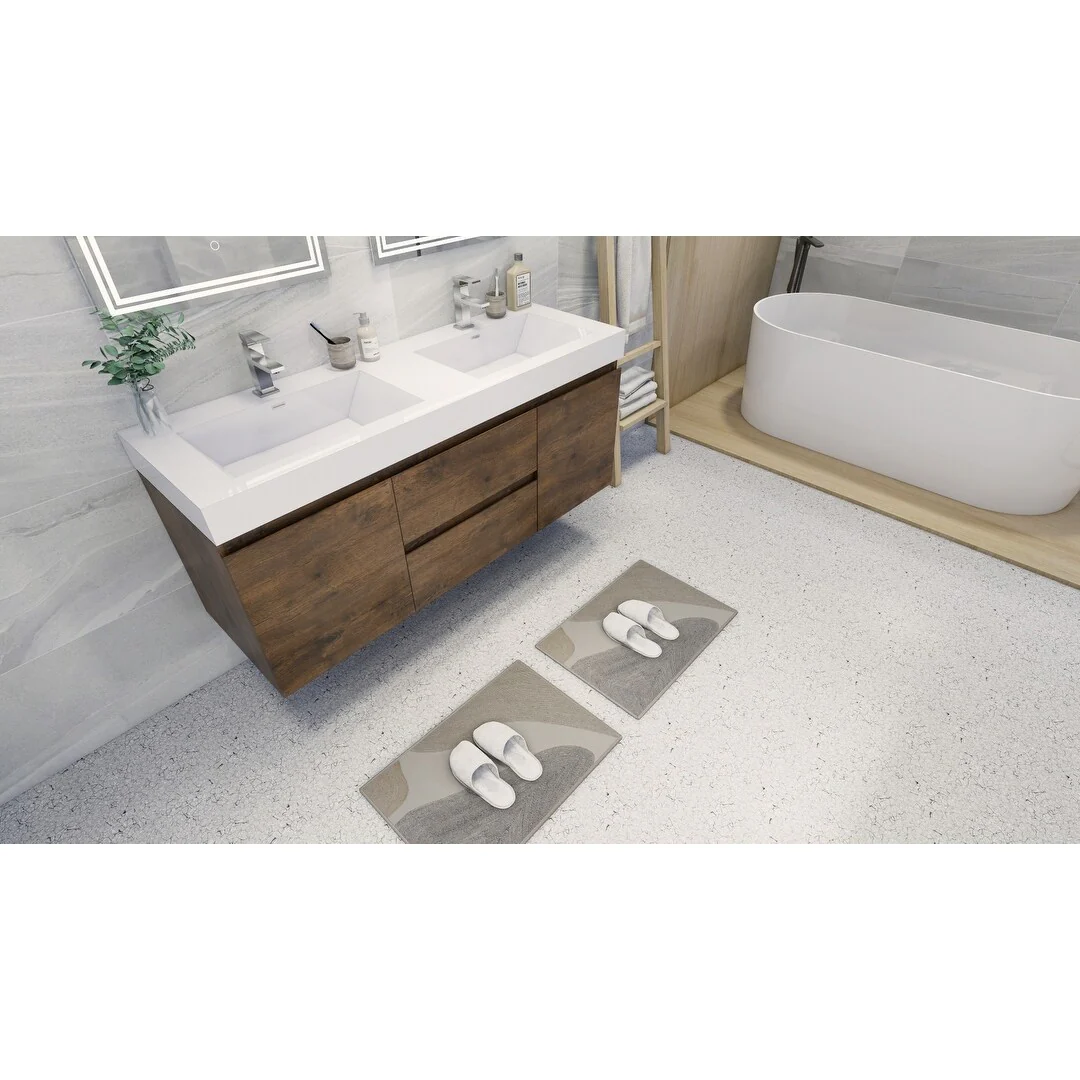 Baillie 60'' Wall-Mounted Vanity with Double Reinforced Acrylic Sink