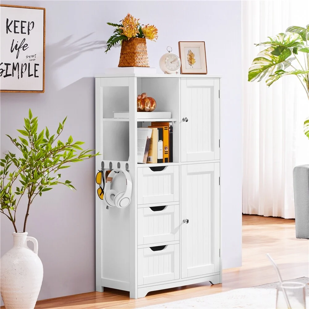 Yaheetech Bathroom Storage Cabinet With Open Compartments Freestanding Floor Cabinet, White - N/A