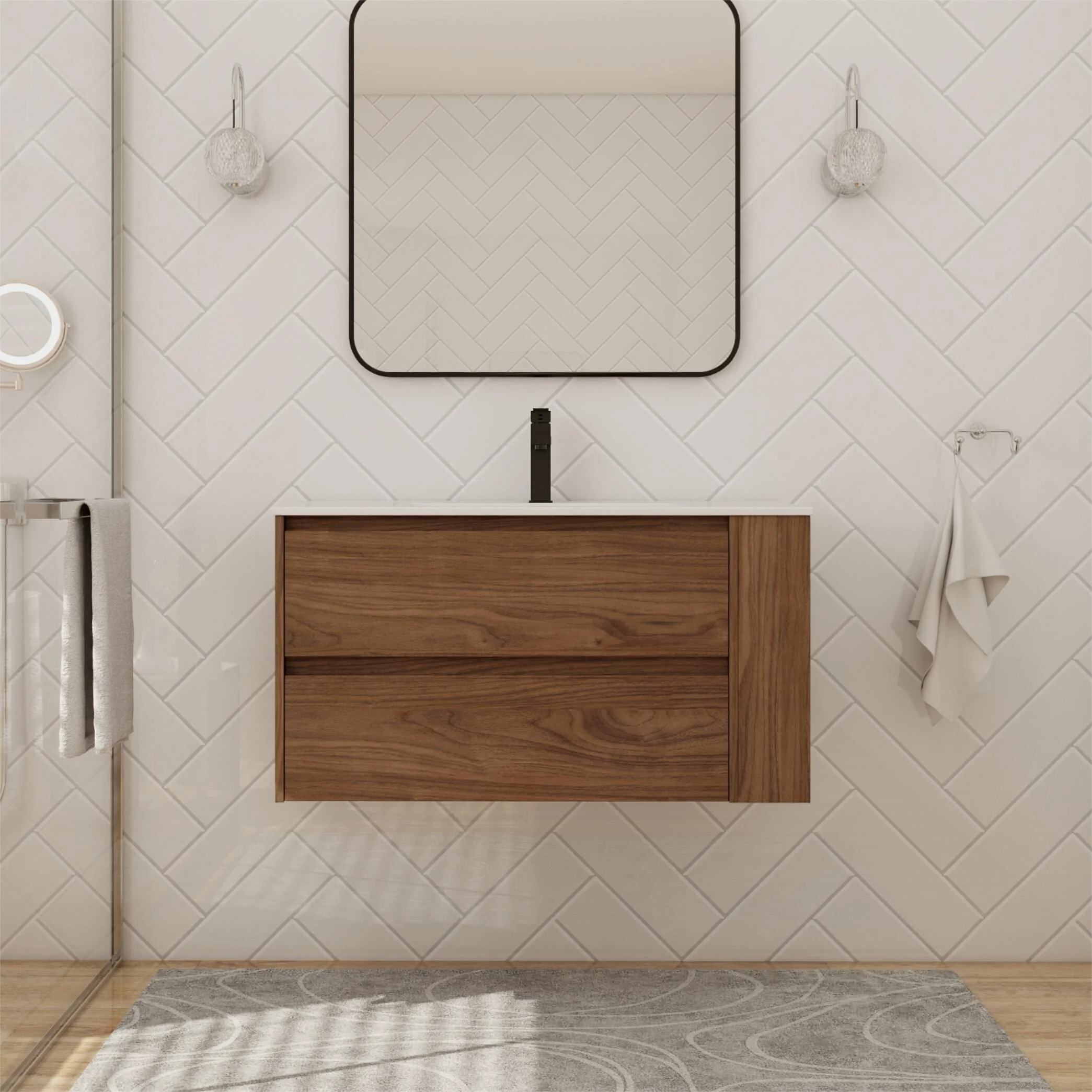 Beingnext 30''/36'' Single Sink Floating Bathroom Vanity with Soft Close Drawer and Adjustable Shelf