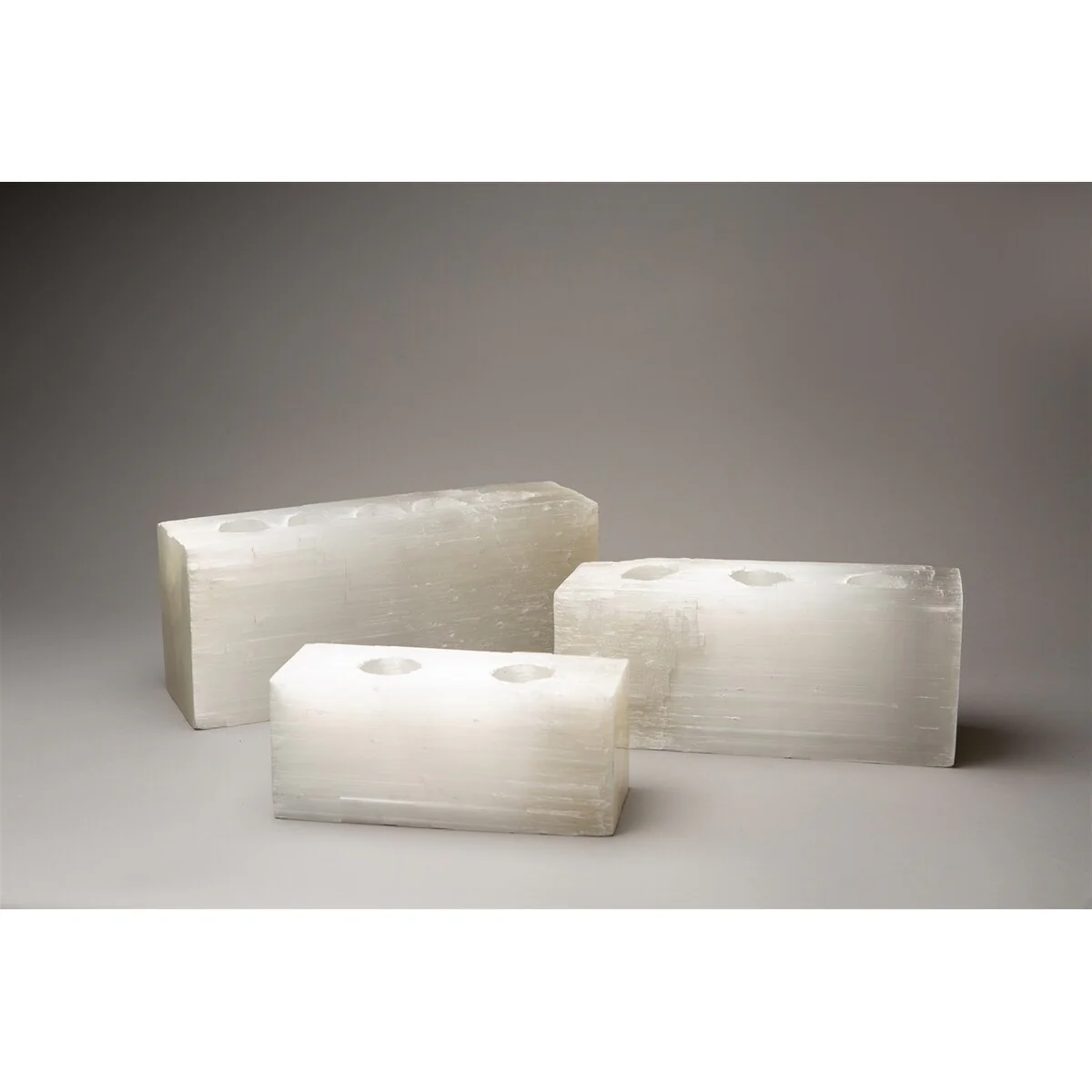 Selenite 3 Tealight Votive Holder- A