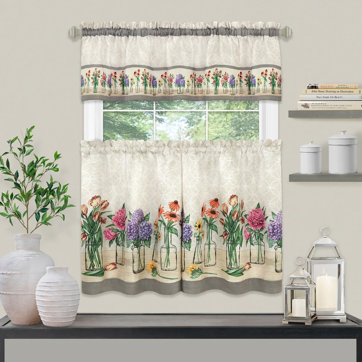 Garden Blooms Printed Tier & Valance Set - 2 Sizes