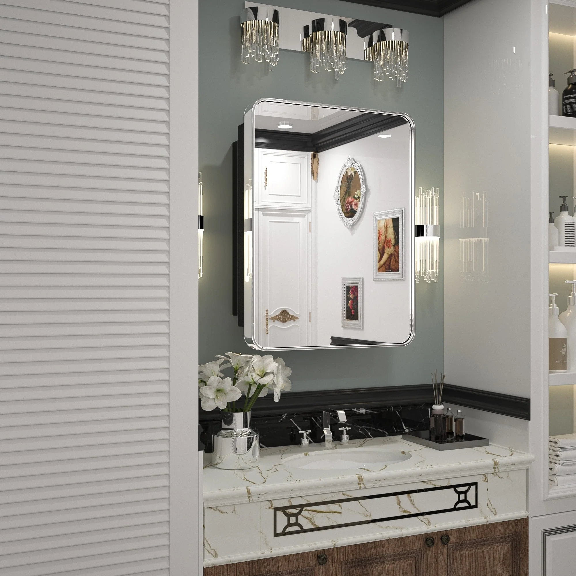 KEONJINN Medicine Cabinets for Bathroom with Mirror, Stainless Steel 1-3 Framed Doors