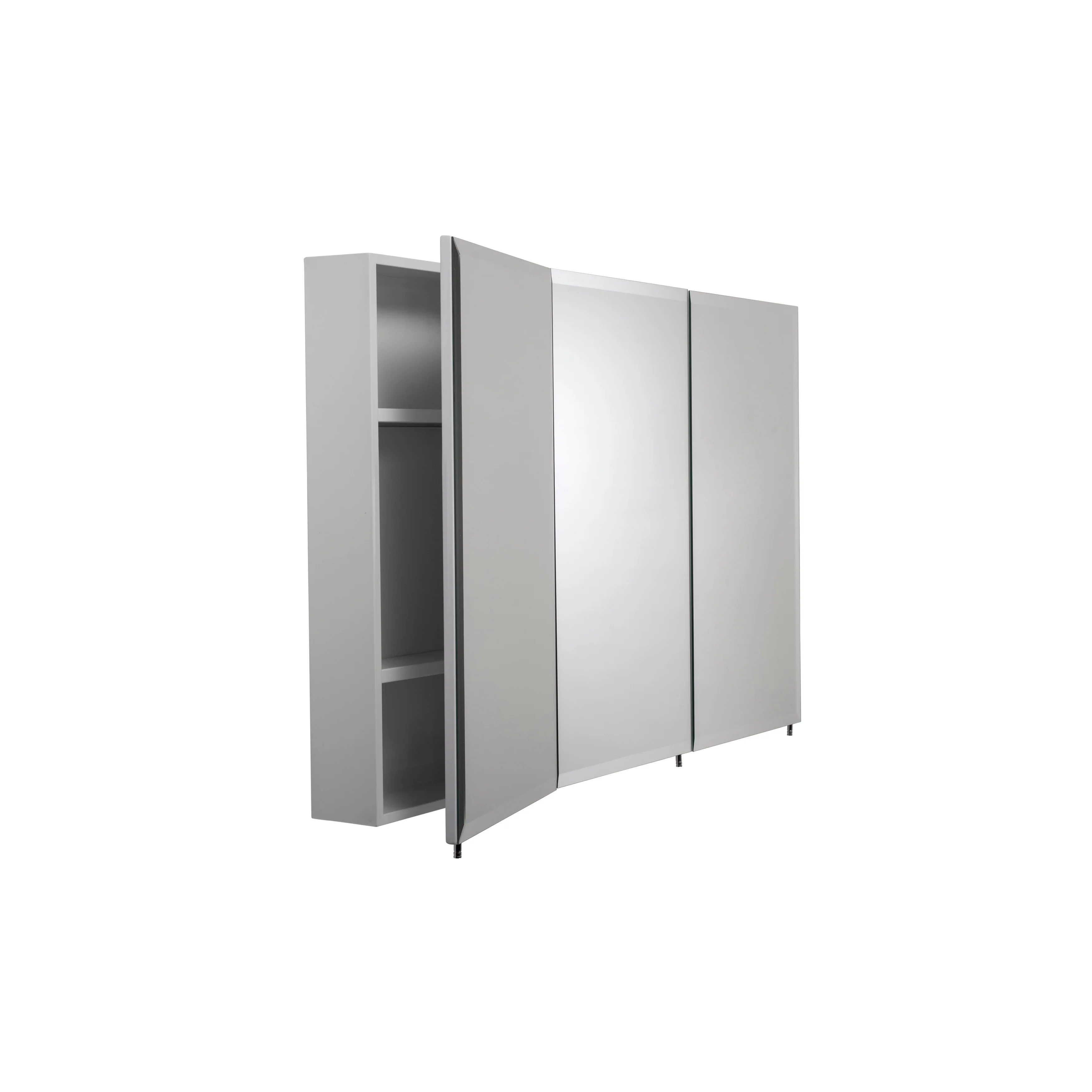 Croydex Potomac Large Modern, Triple Door White Steel, Surface Mount Medicine Cabinet with Mirrors - 30 x48