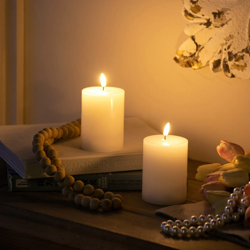 2 Piece LED Candles with Wick and Remote Control Timer