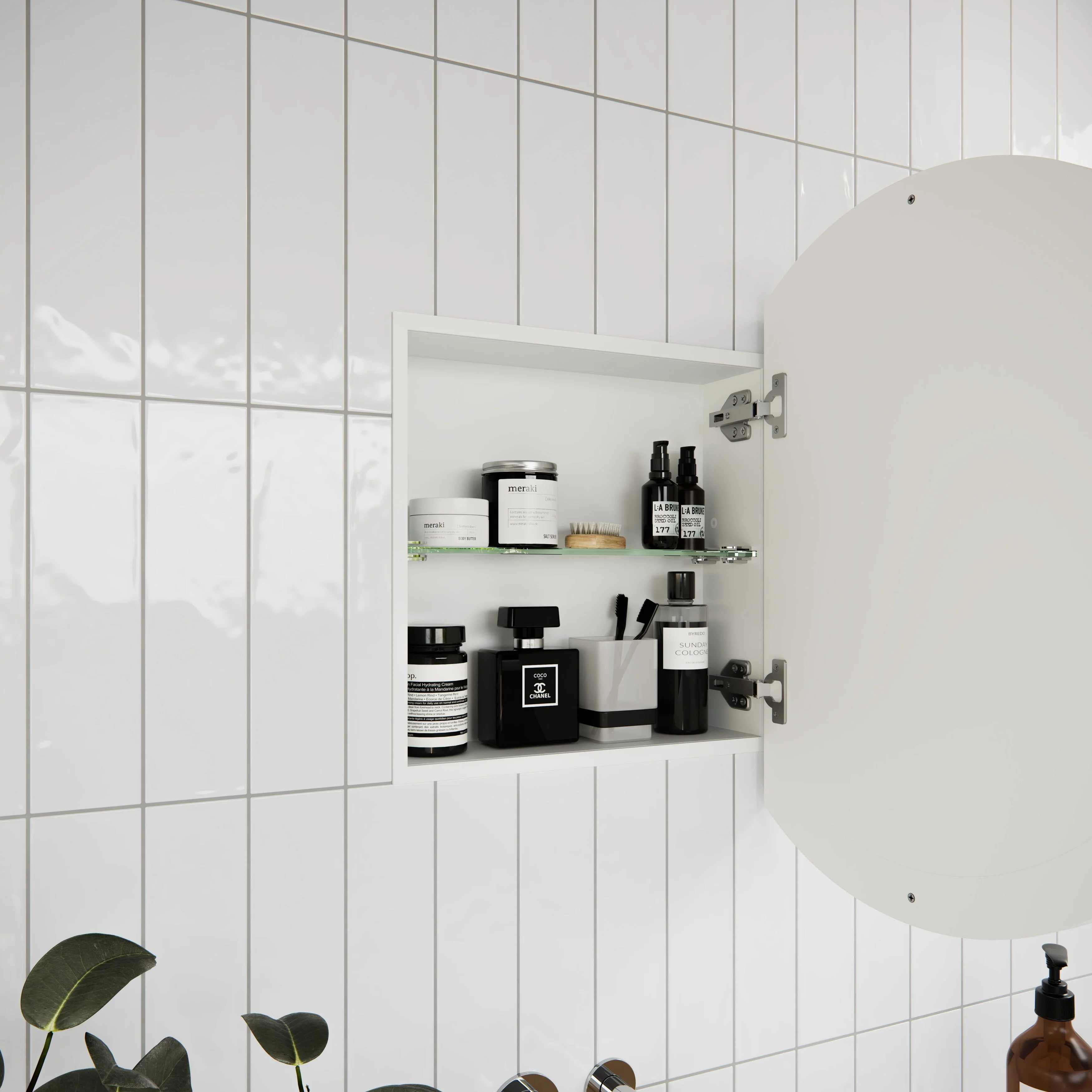 One Door Steel Frame Round Shape Medicine Cabinet