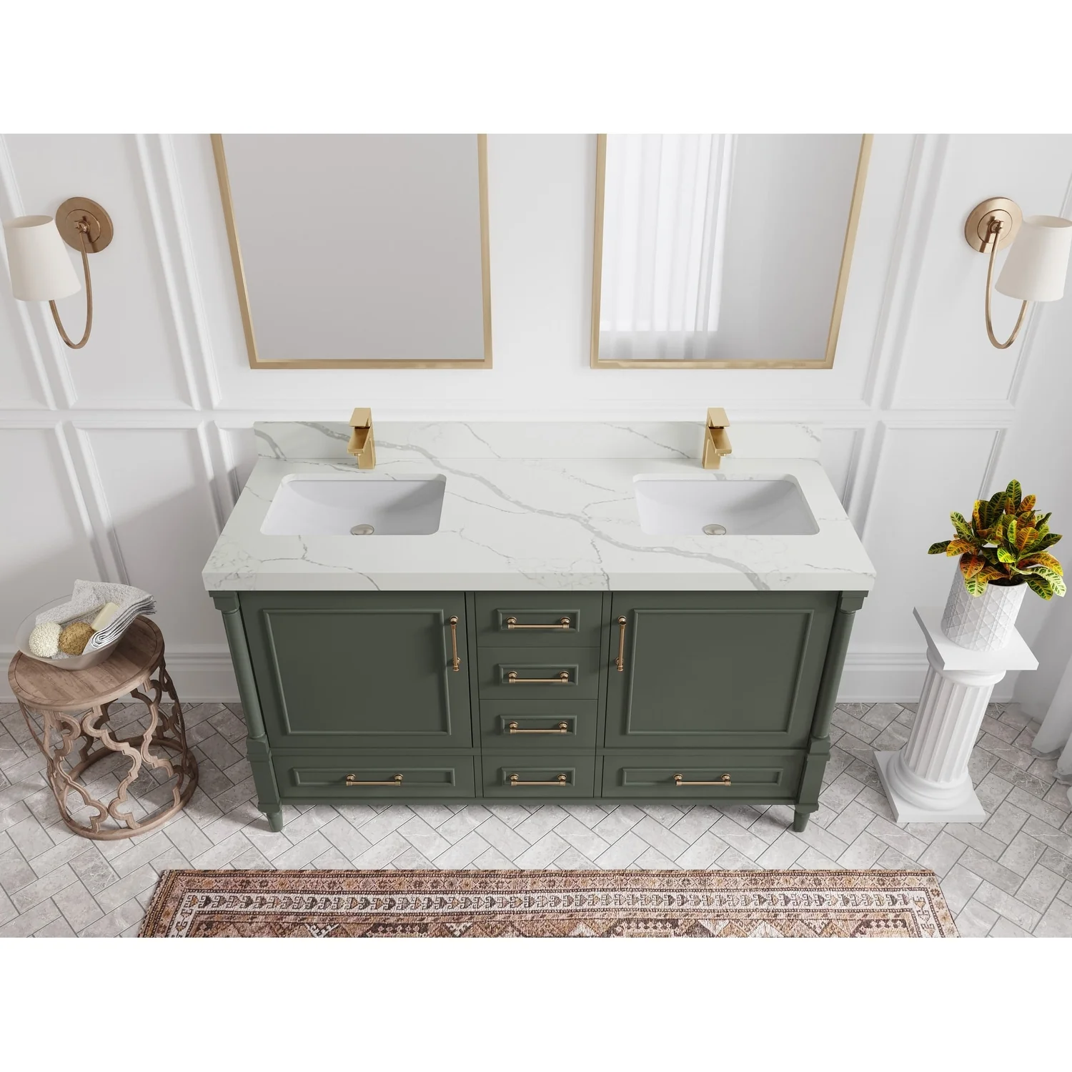 Willow Collections 60 in. W x 22 in. D Aberdeen Double Sink Bathroom Vanity with Countertop