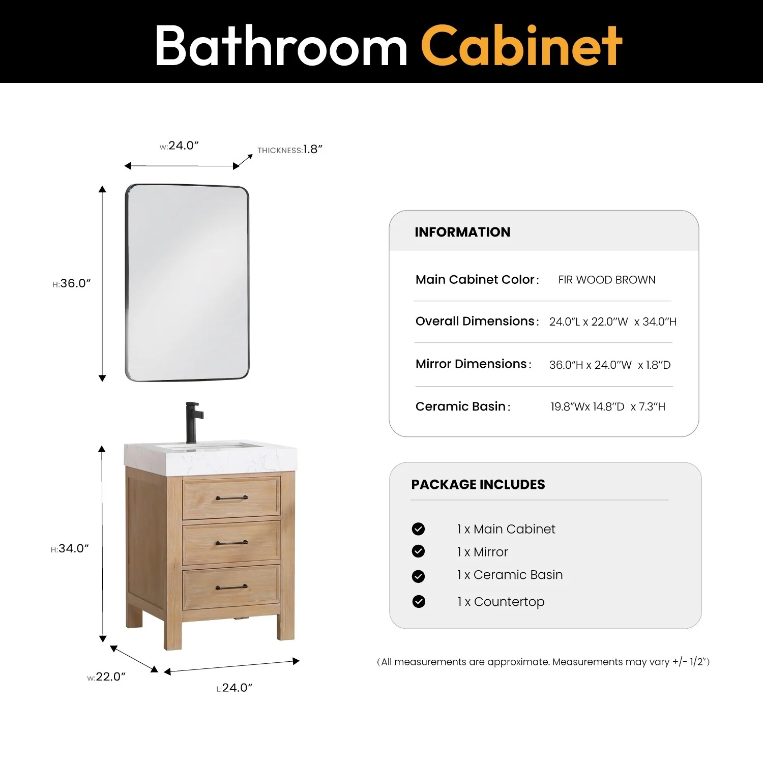 Leon 24 in. Single Bathroom Vanity with Composite Stone Top