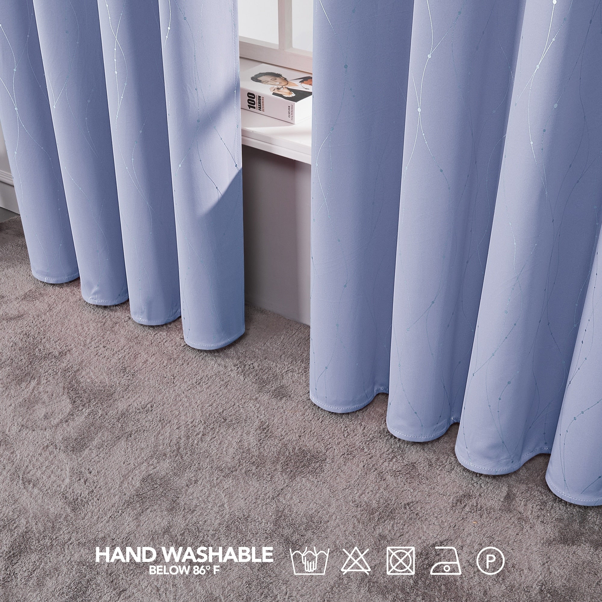 Deconovo Wave Line with Dots 52 Width Curtains Pair(2 Panel)