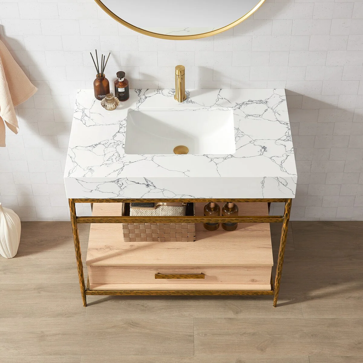 Dhaka Bath Vanity with Composite Stone Top without Mirror