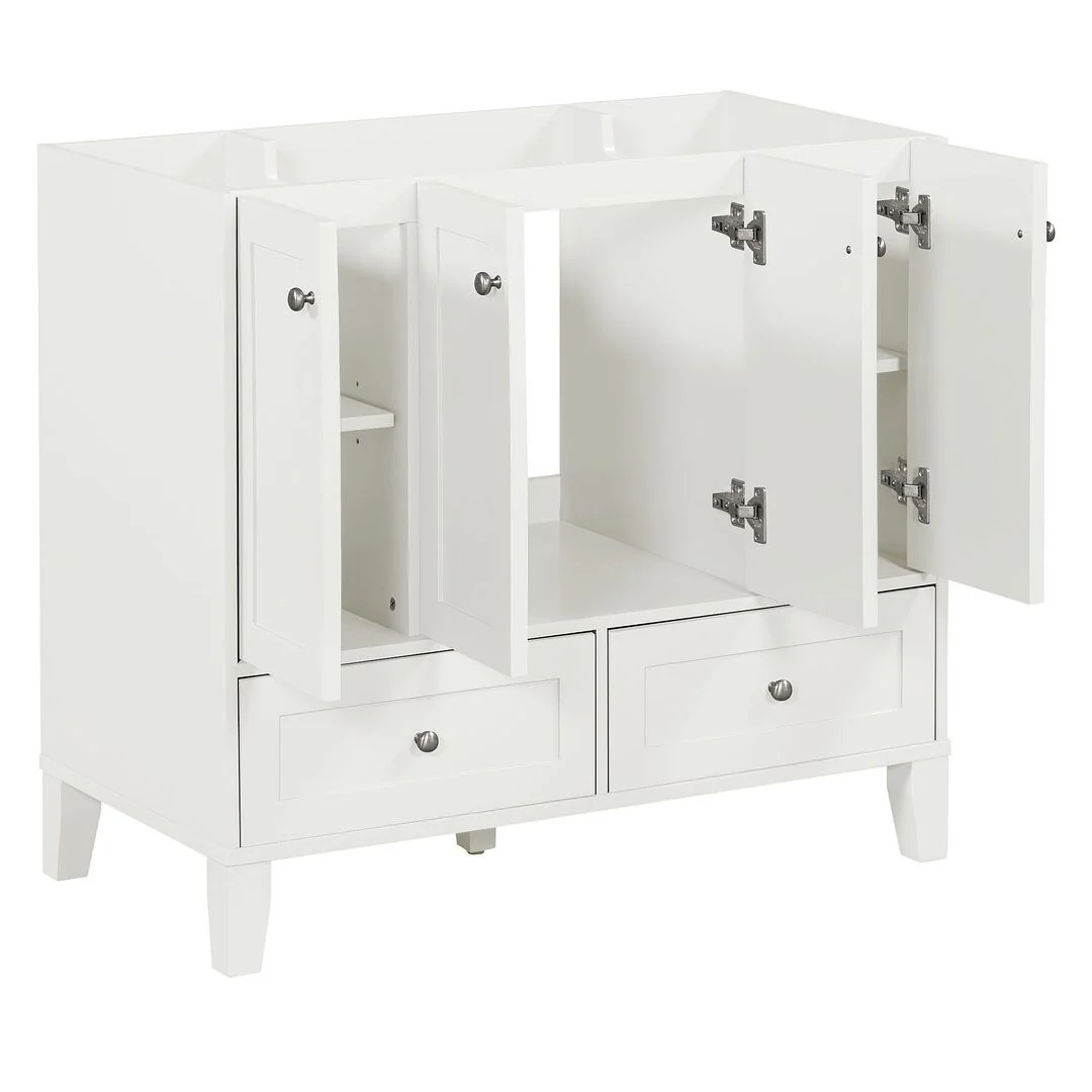 36'' Bathroom Vanity with Sink Set, Solid Wood Frame Bathroom Storage Cabinet, Freestanding Vanity Set