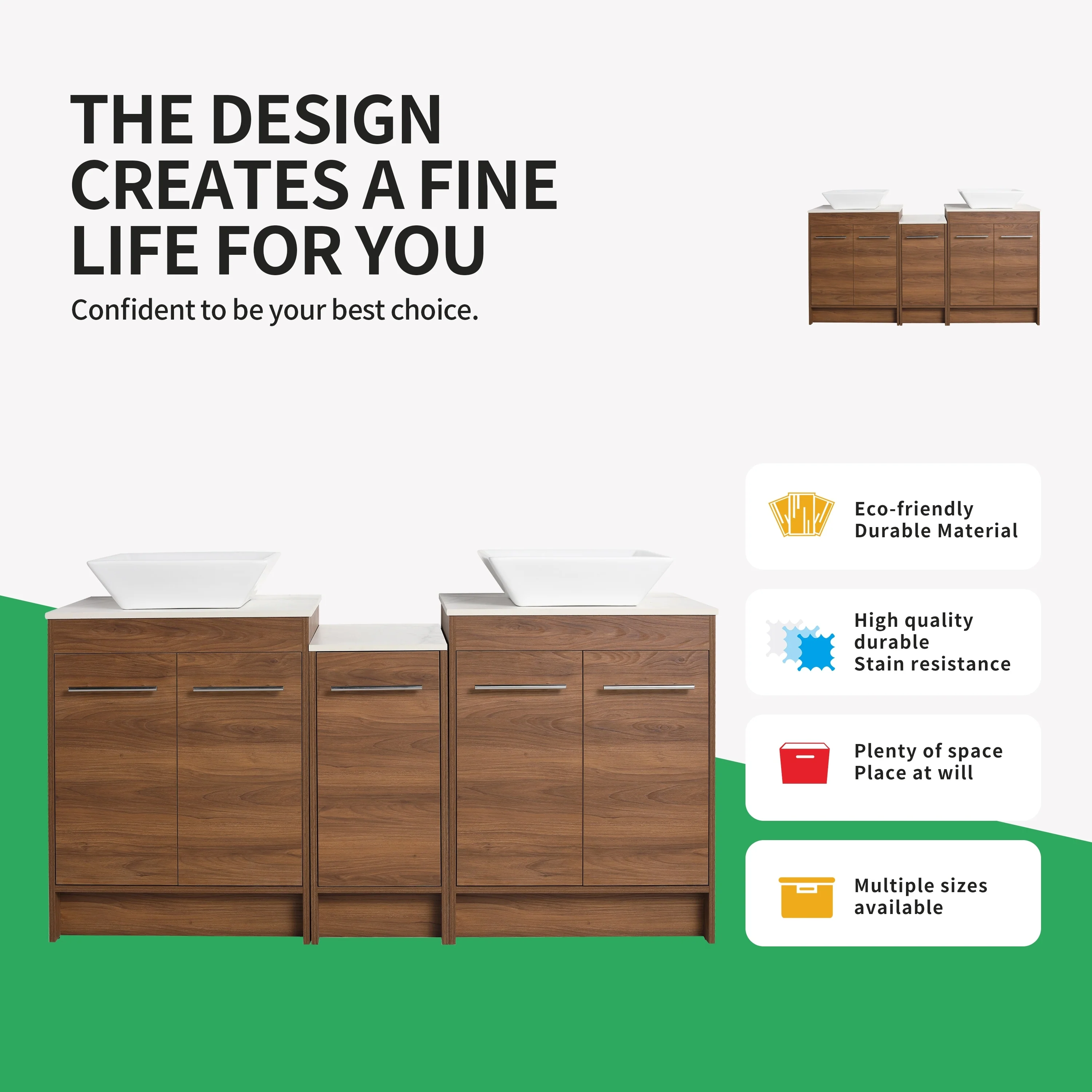 BNK 24/36/48/60 Inch Bathroom Vanity with Sink, Freestanding Bathroom Vanity with Soft Close Doors and Adjustable Shelf