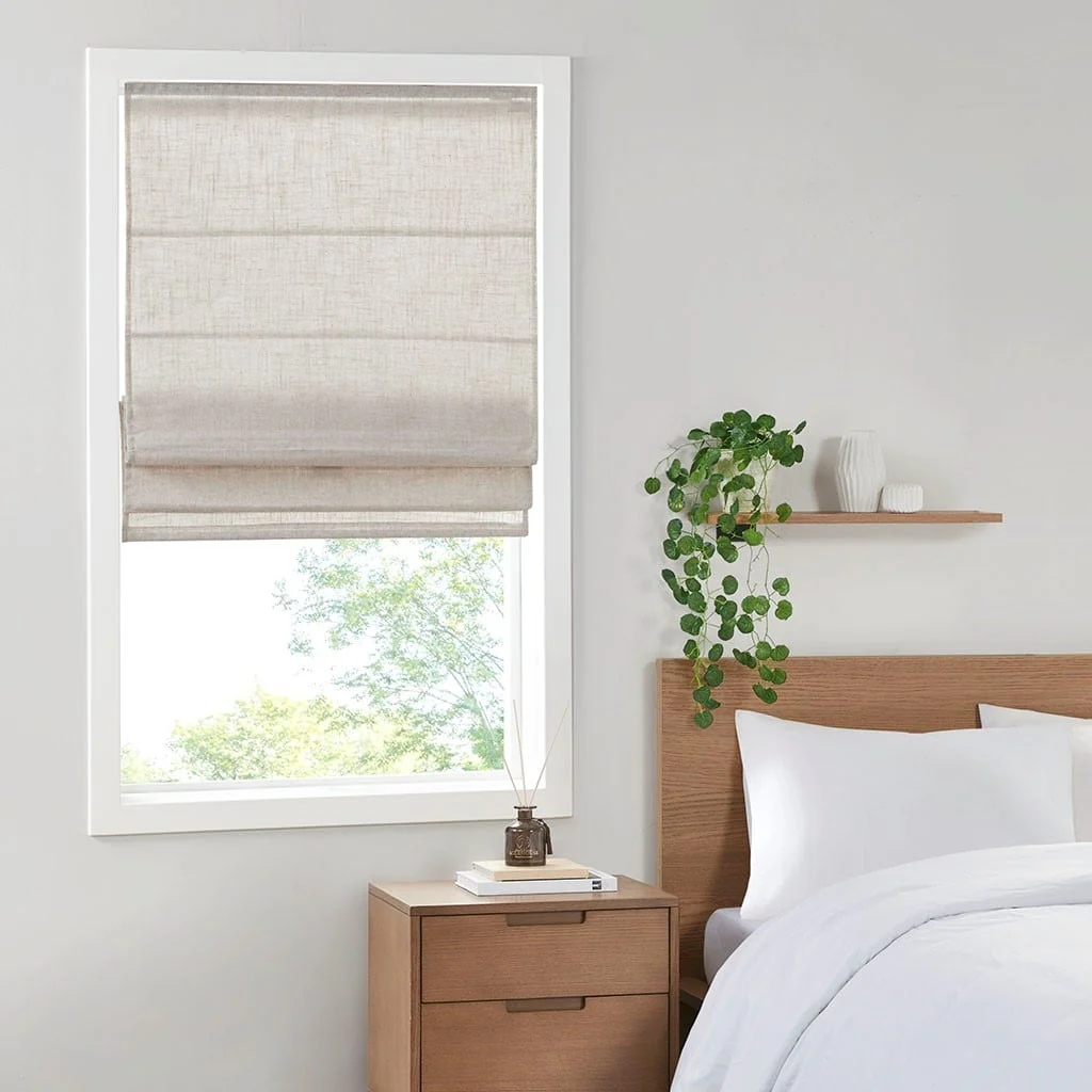 Linen Blend Light Filtering Cordless Roman Shade Natural 35x64