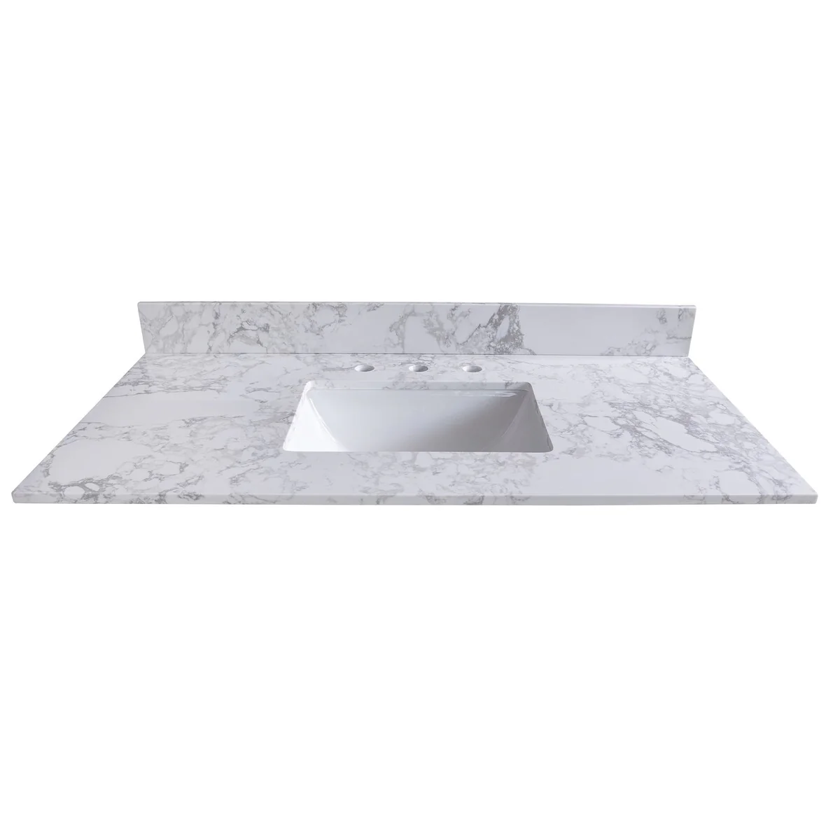 31 in./ 37 in./ 43 in./ 49 in. Carrara White Engineered Stone Bathroom Vanity Top with Ceramic Sink