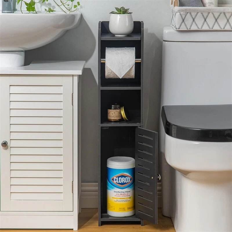 Toilet Paper Holder Stand Bathroom Storage Cabinet Beside Toilet Storage for Small Bathroom - 6.7
