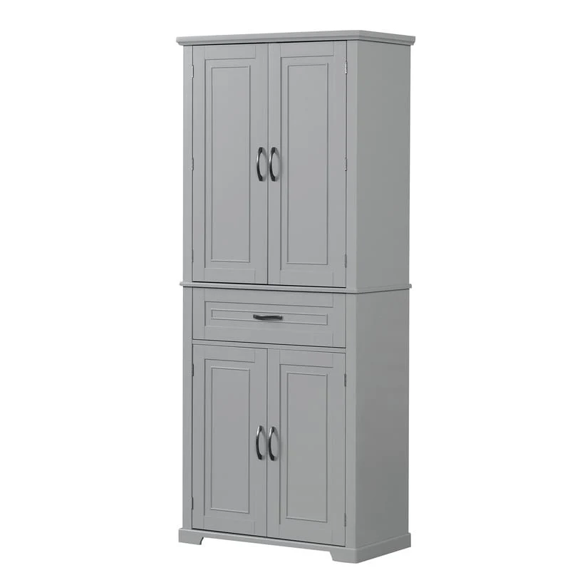Bathroom Floor Cabinet, Freestanding Storage Cabinet with Doors and Drawer, Kitchen Cupboard with Adjustable Shelf