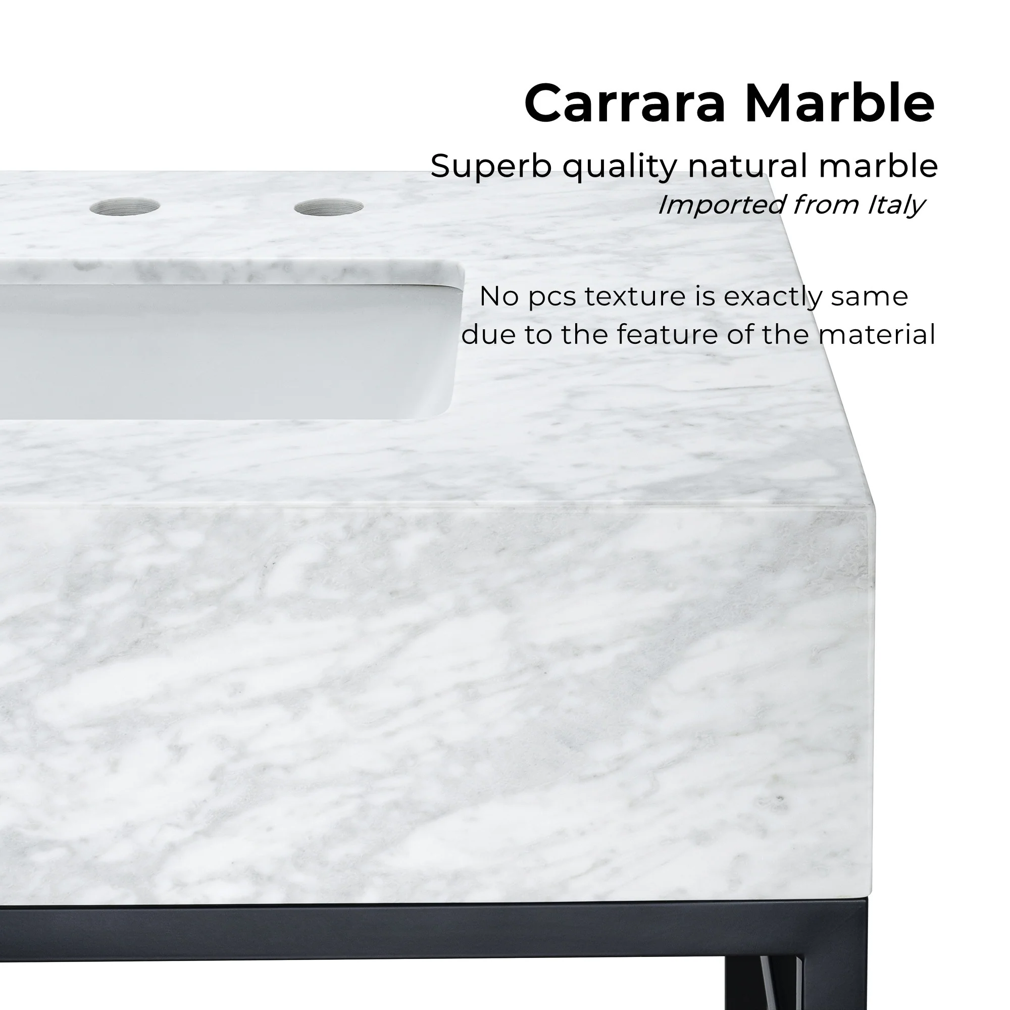 TEHOME Kliti 26'' Free-standing Single Bathroom Vanity with Carrara Marble Vanity Top