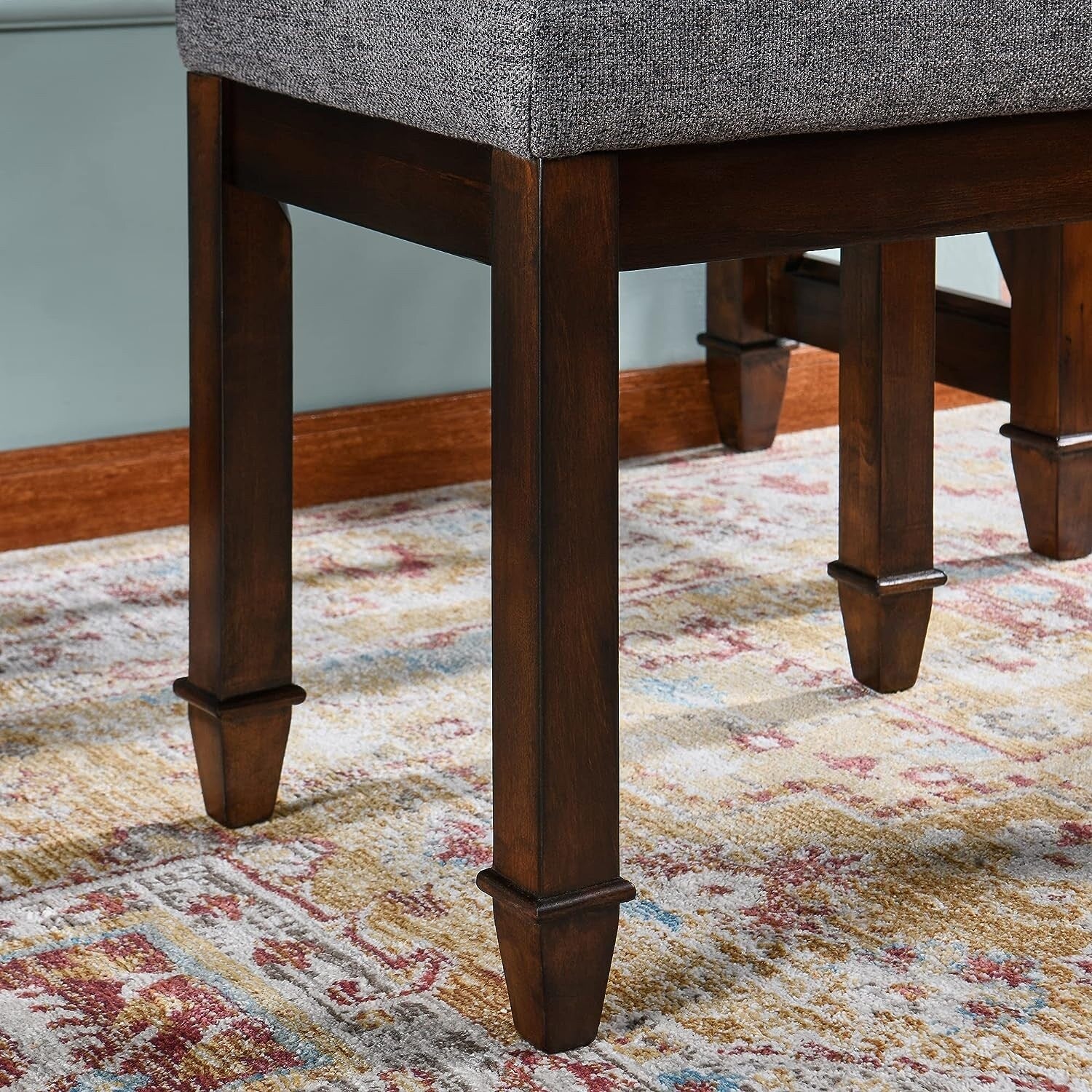Vanity Stool Bench with Solid Wood Leg