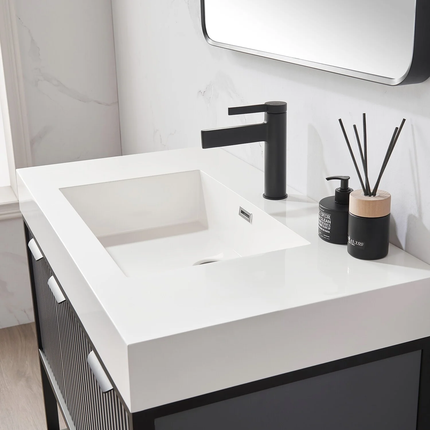 Marcilla 36 in. Single Sink Bath Vanity with Stone Sink Top