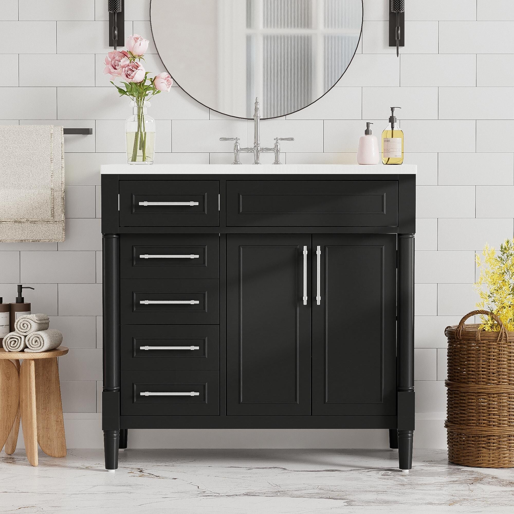 36'' Bathroom Vanity with Top Resin Sink
