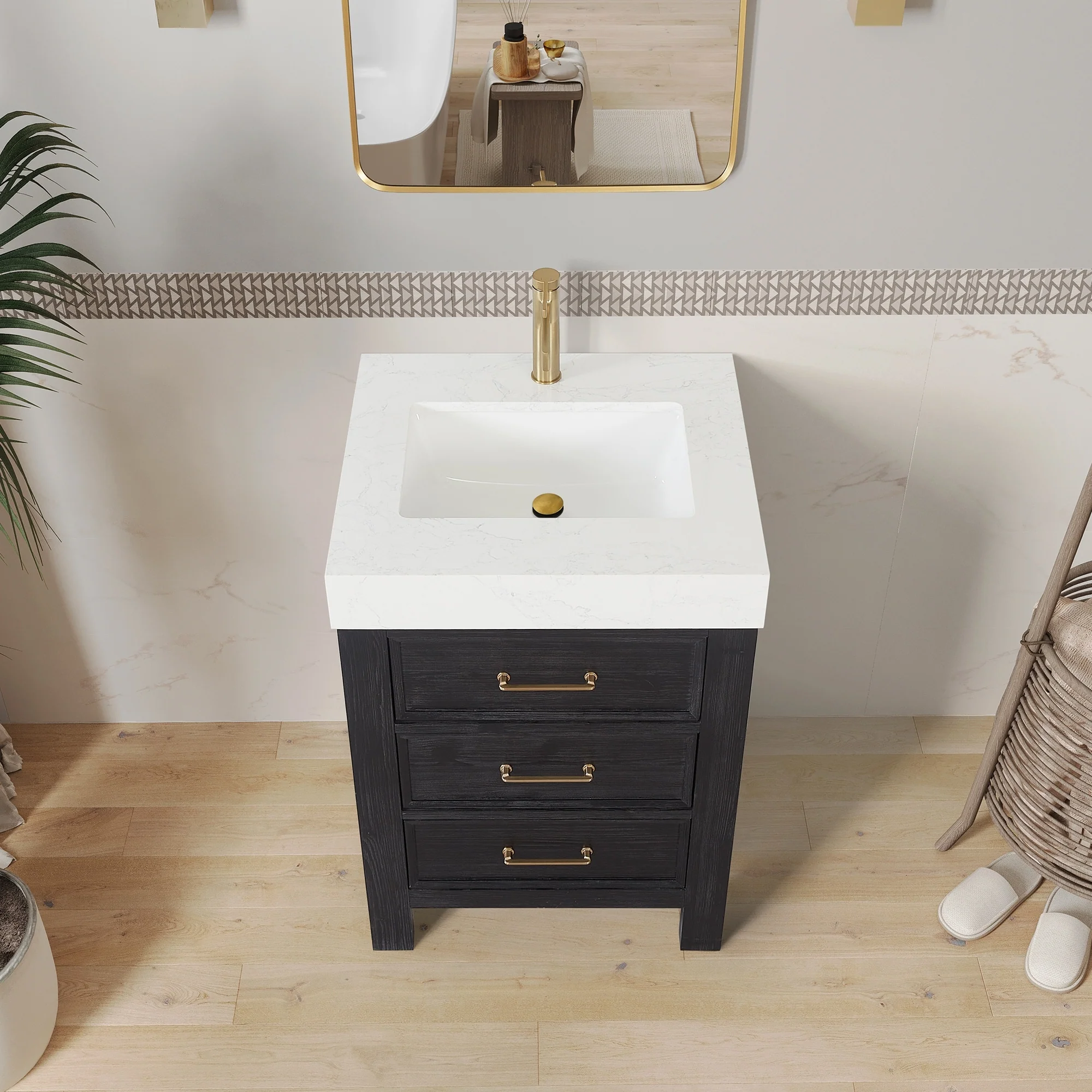 Leon 24 in. Single Bathroom Vanity with Composite Stone Top
