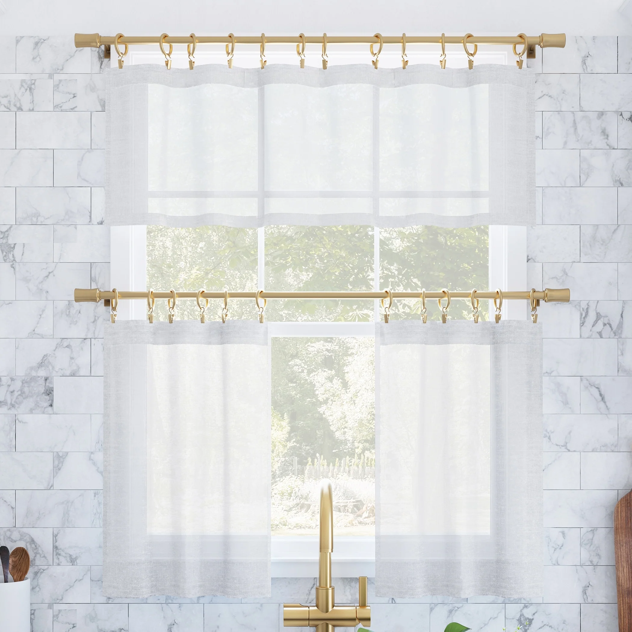 Archaeo Slub Textured Linen Blend Cafe Curtain Pair