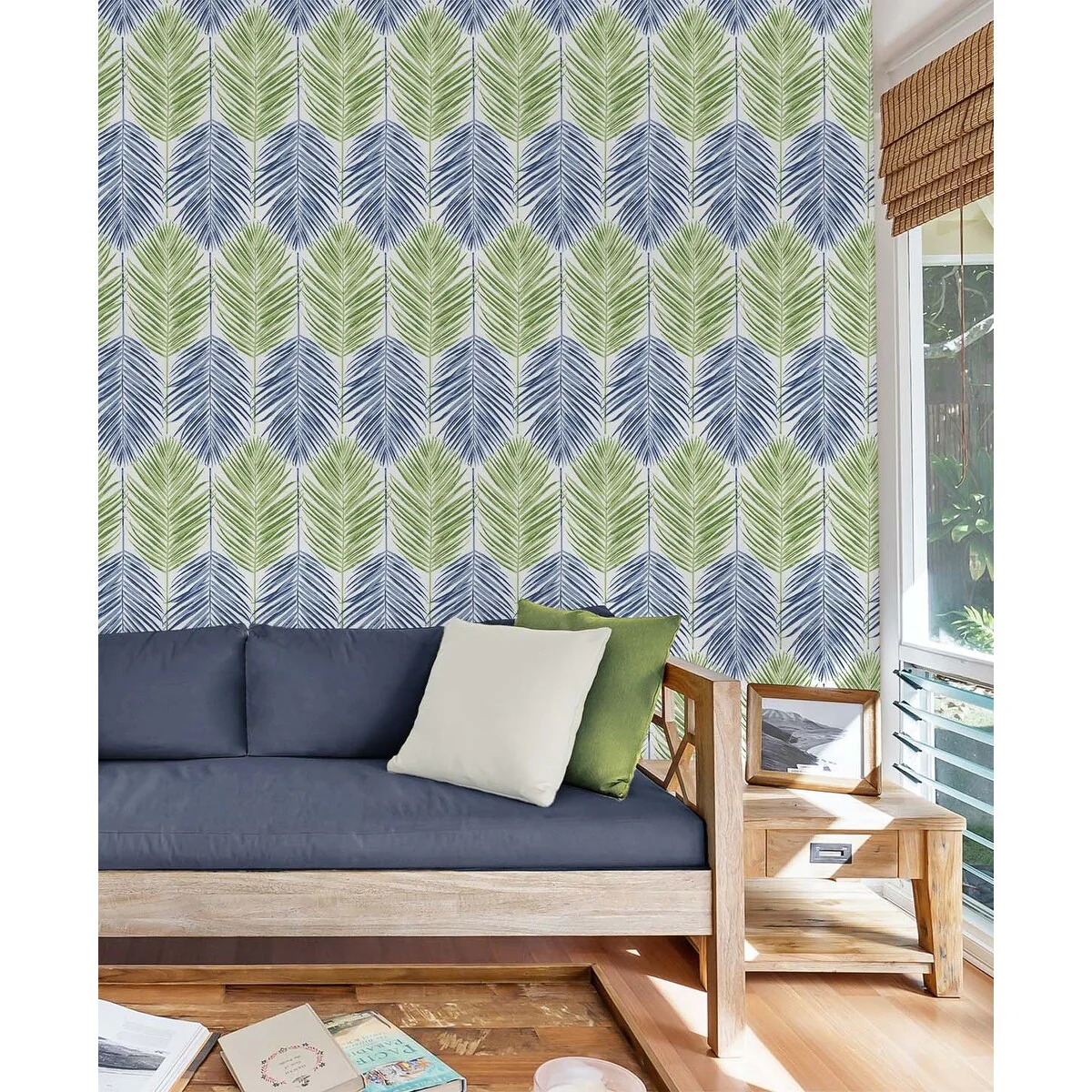 NextWall Two Toned Palm Peel and Stick Wallpaper