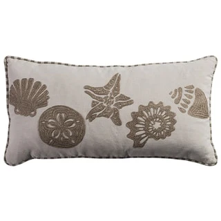 Rizzy Home Neutral Ivory and Tan Seashell Throw Pillow