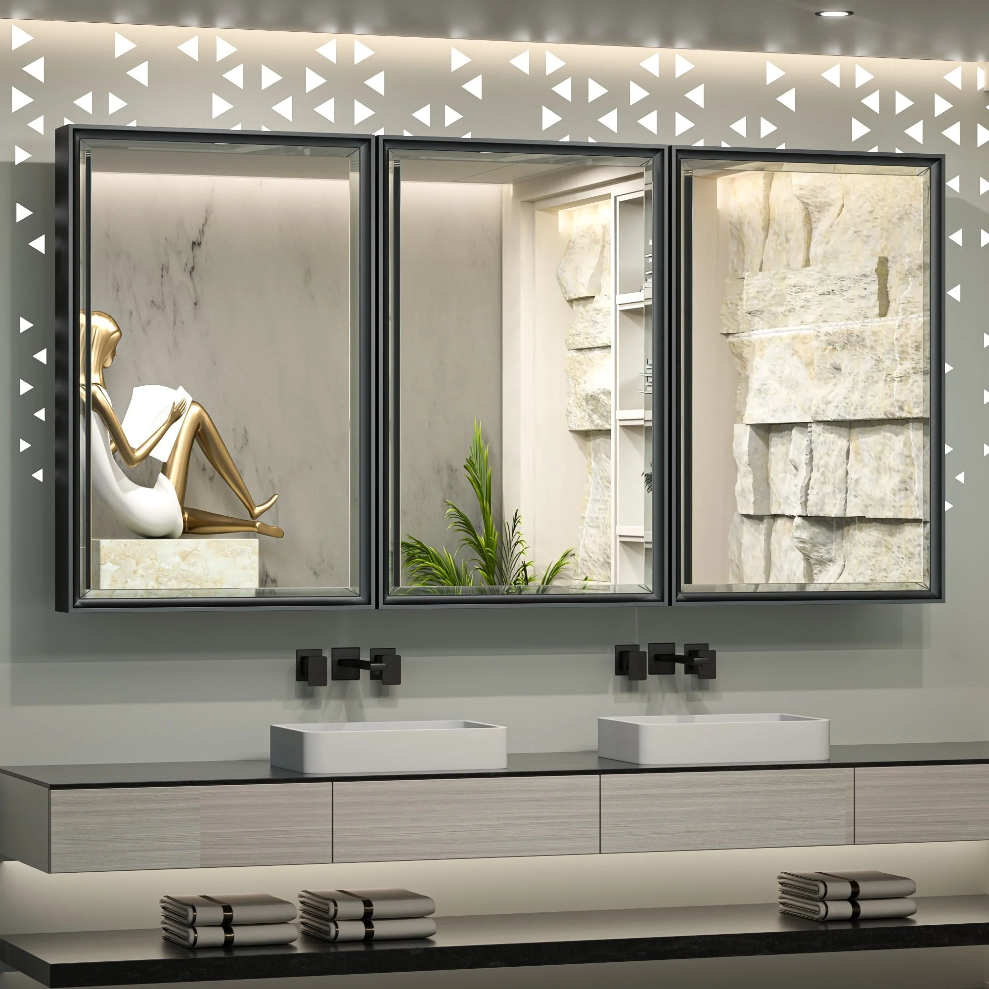 TokeShimi Medicine Cabinets for Bathroom with Mirror, Beveled Framed