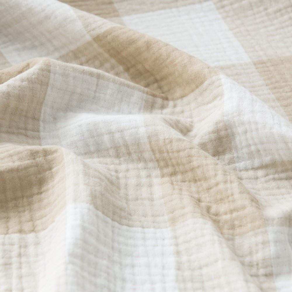 WHOLINENS Cotton Four Layers Muslin Gauze Picnic Throw Blanket Reversible