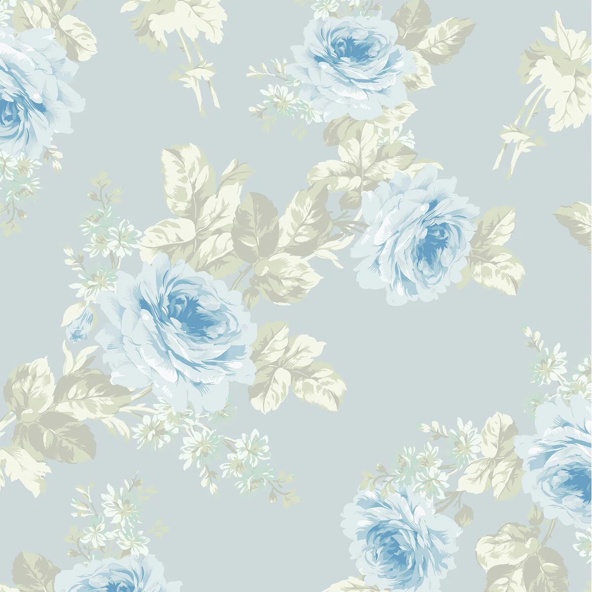 Shabby Chic by Rachel Ashwell Royal Bouquet Blue Wallpaper