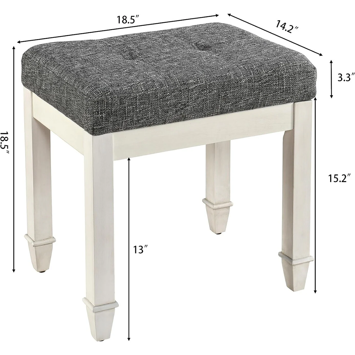 Vanity Stool Bench with Solid Wood Leg