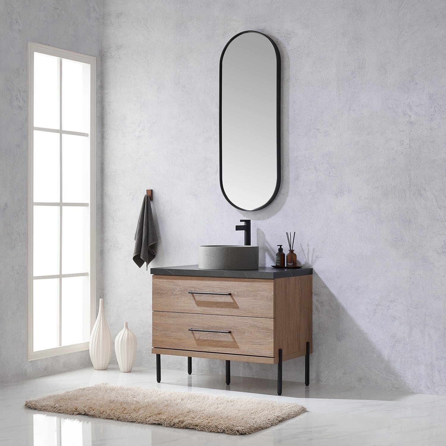 Trento Bath Vanity with Sintered Stone Top with Concrete Sink (R)