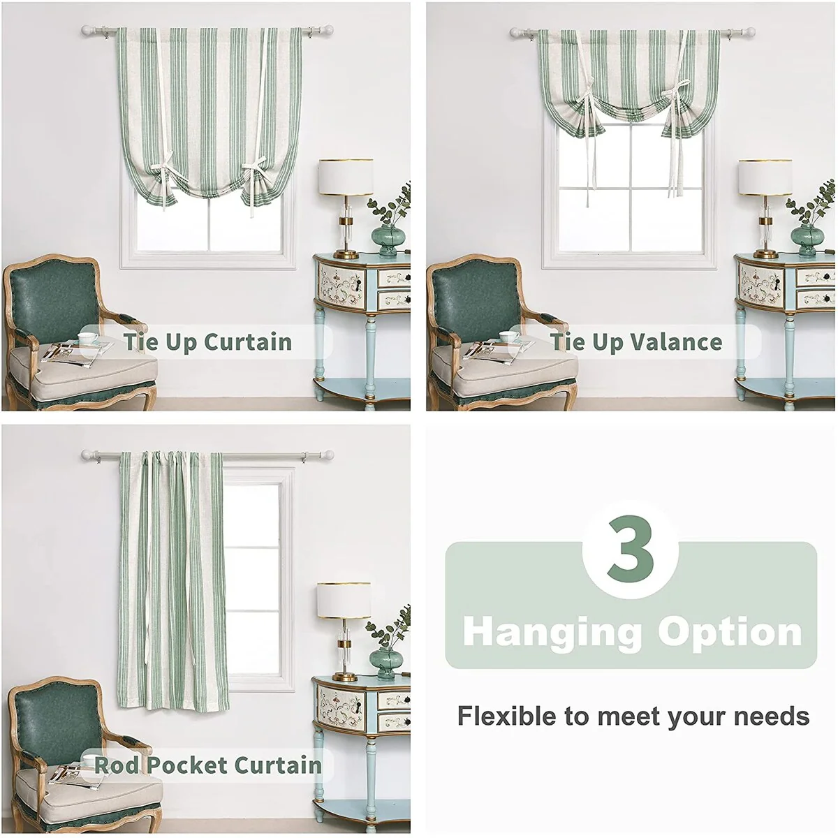 DriftAway Chris Vertical Striped Pattern Blackout Room Darkening Tie Up