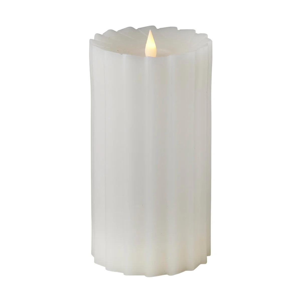 Sutton Fluted Motion Flameless Candle 4x8 White