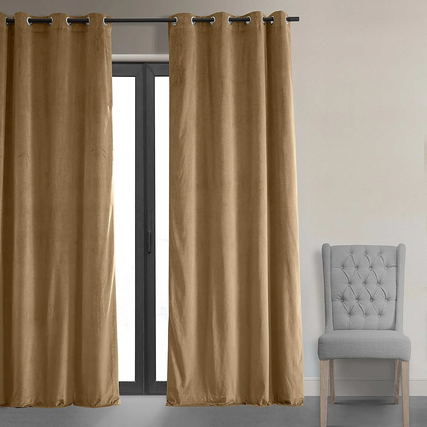 Exclusive Fabrics Signature Blackout Velvet Grommet Curtain (1 Panel)