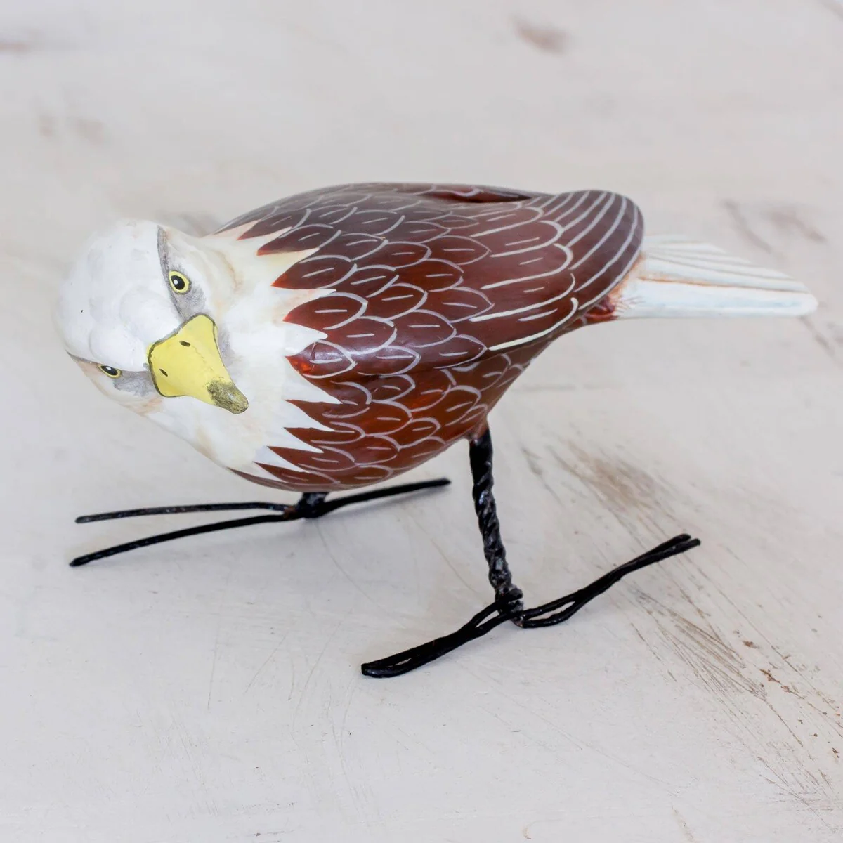 NOVICA Handmade Inquisitive Bald Eagle Ceramic Figurine (Guatemala) - 5.0