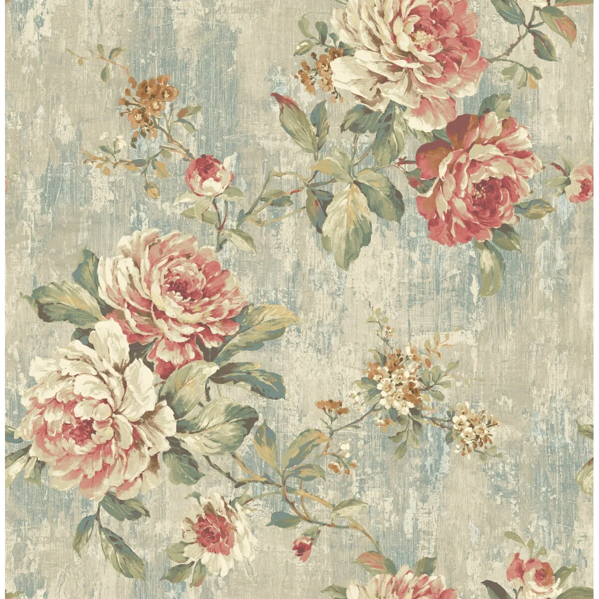 Seabrook Designs Cloelia Blooming Roses Unpasted Wallpaper