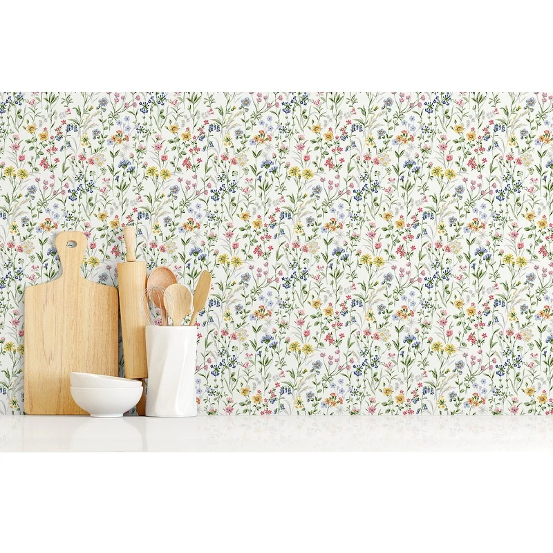 NextWall Wildflowers Peel and Stick Wallpaper
