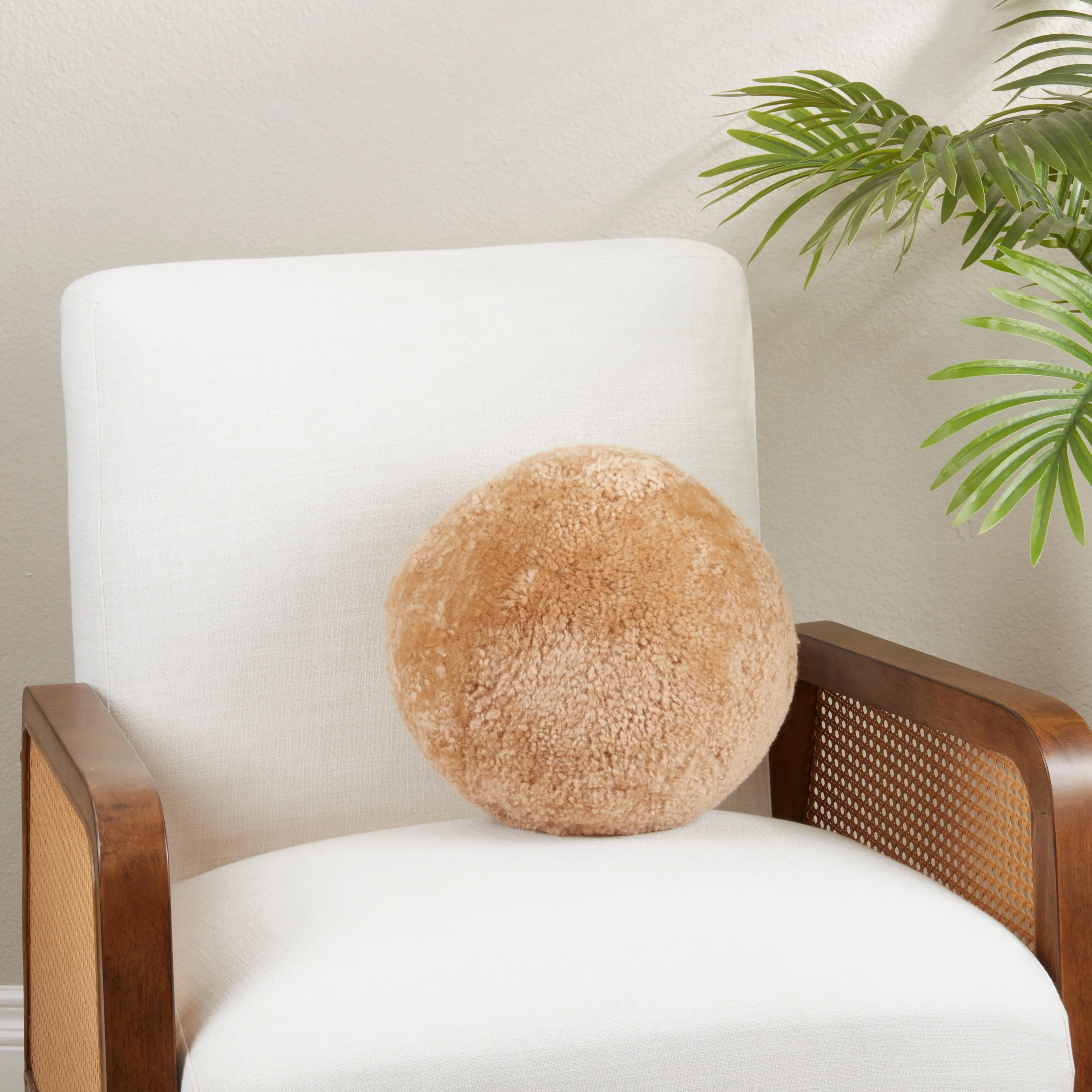 Fleece Fantasy Sheepskin Ball Poly Filled Throw Pillow