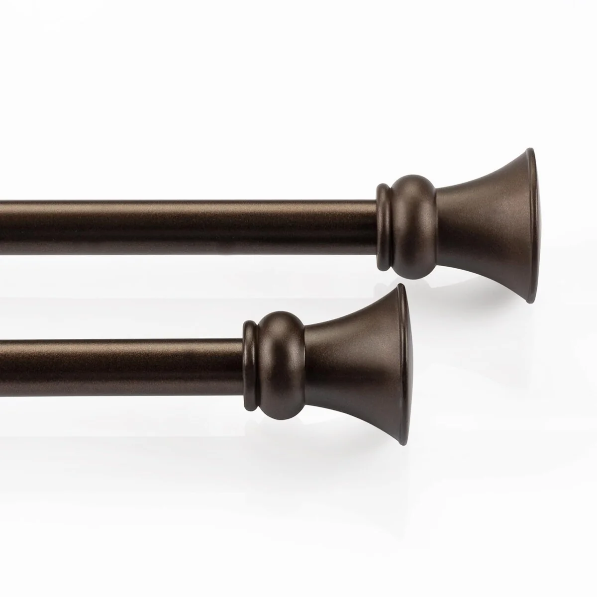 Deco Window 2 Pack Single Curtain Rod Egyptian Round Finials & Brackets Set - 28