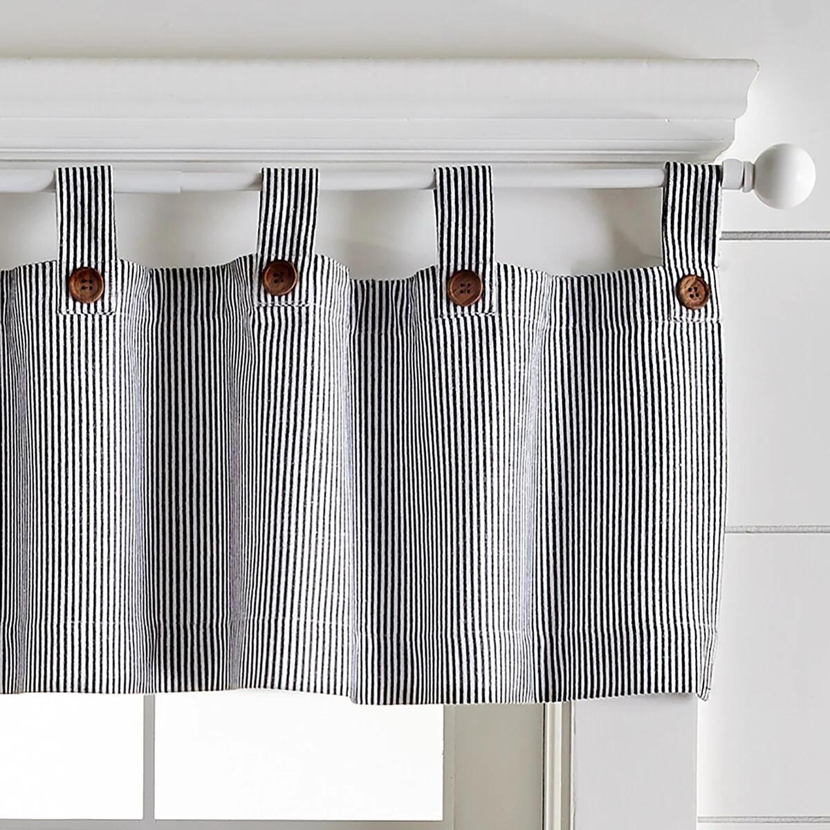 Tucker Ticking Stripe Kitchen Curtain Valance - 60