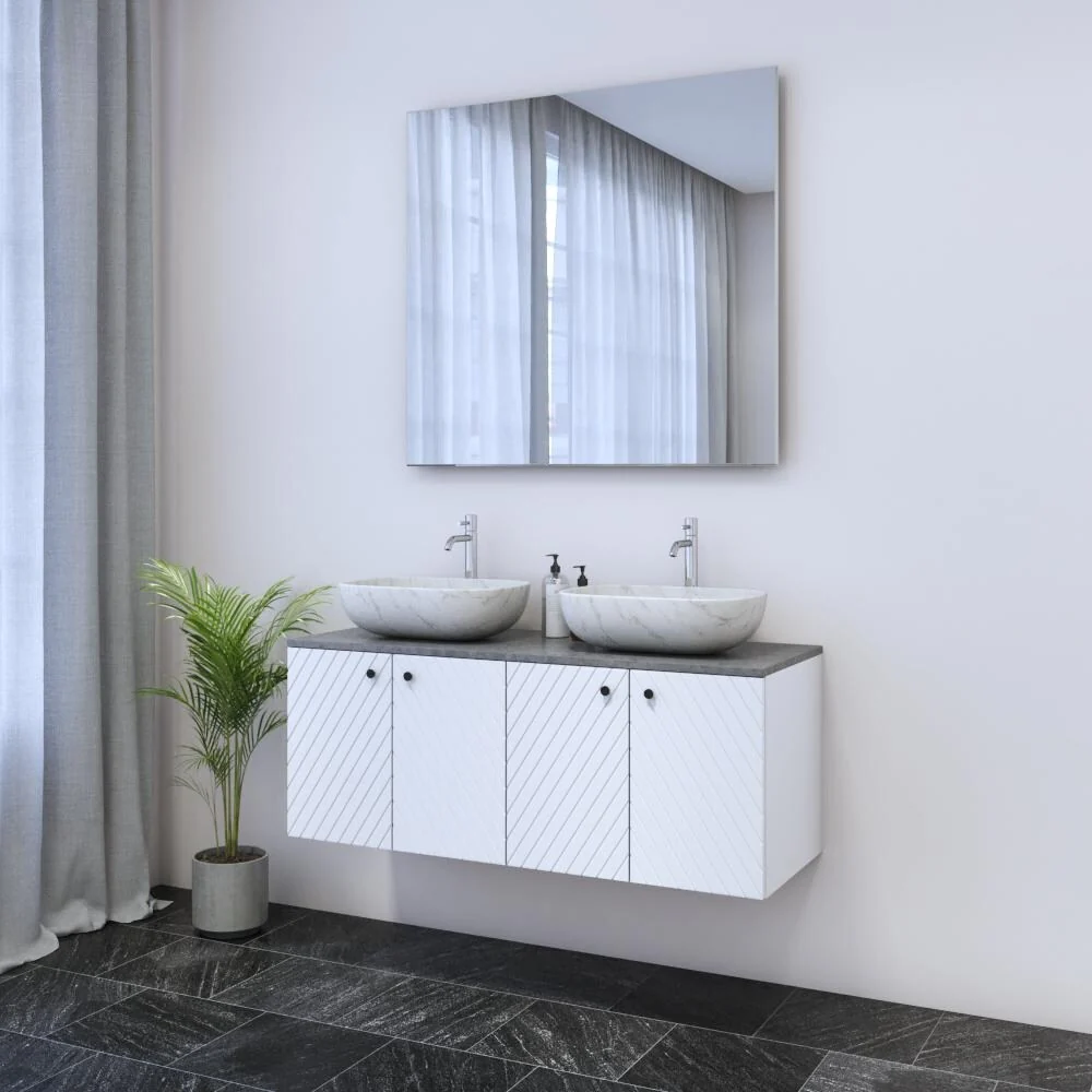 Avela 4D 120 Double Sink Floating Bathroom Vanity (48