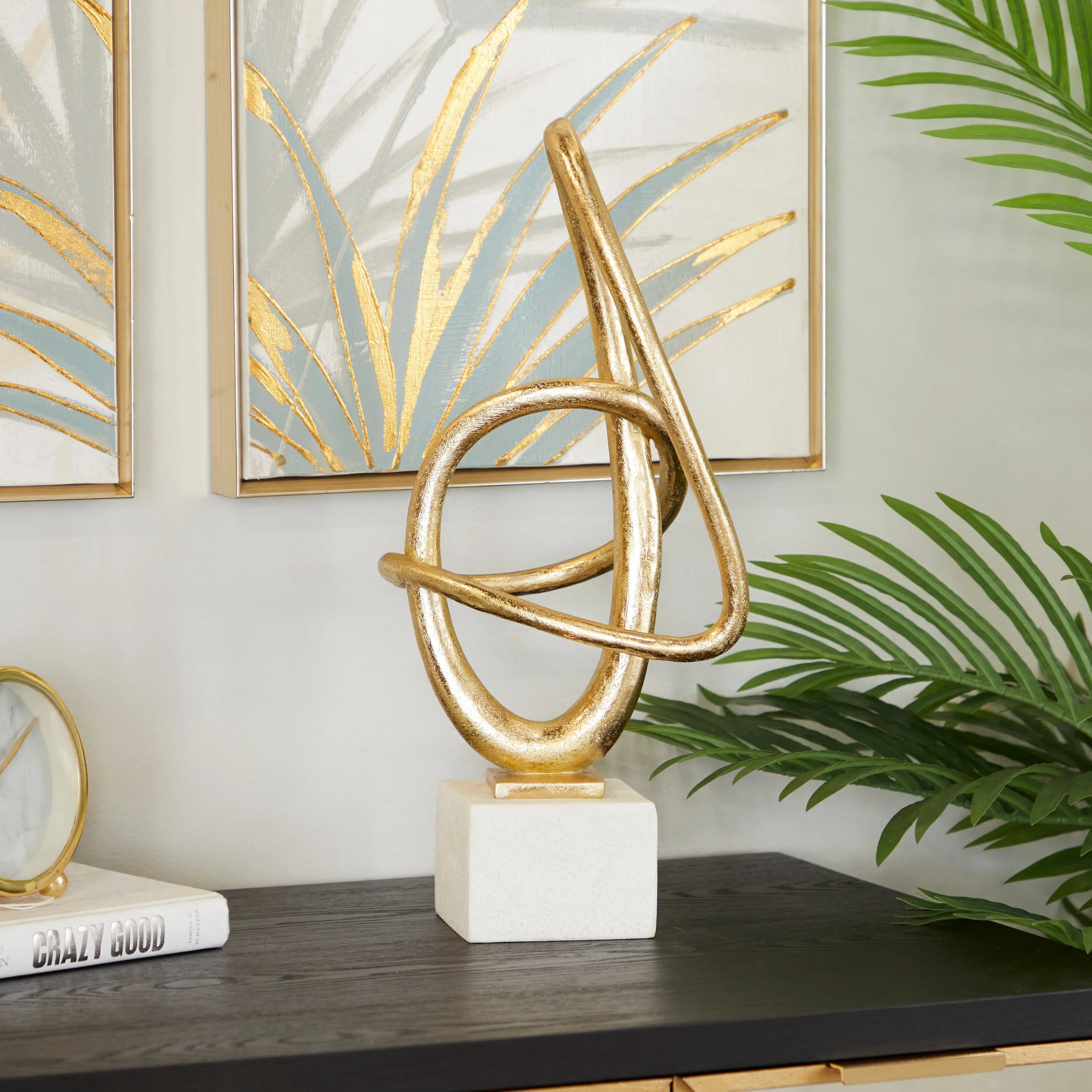 Gold Polystone Swirl Abstract Decorative Sculpture