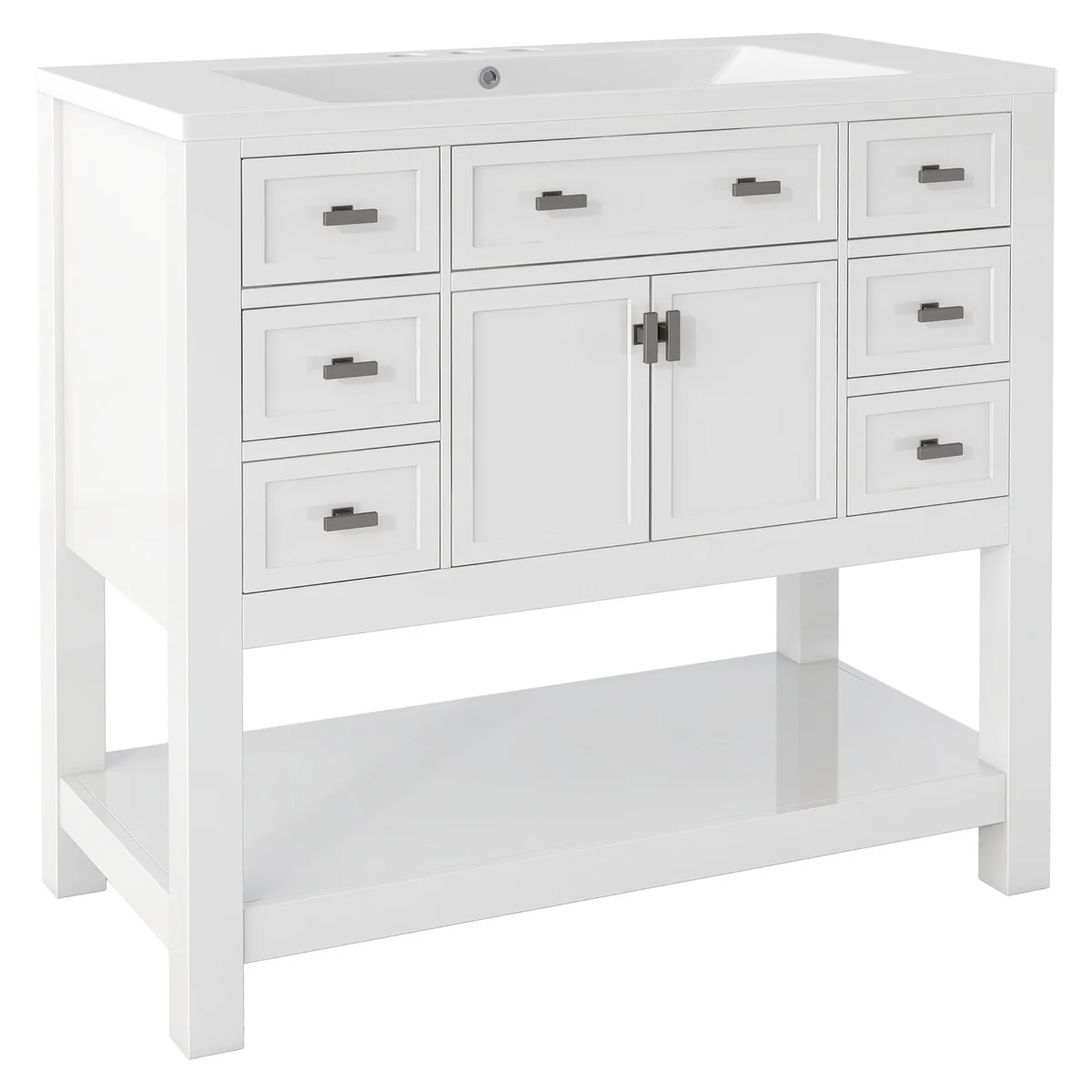 36'' Bathroom Vanity Modern Bathroom Storage Cabinet with 6 Drawers