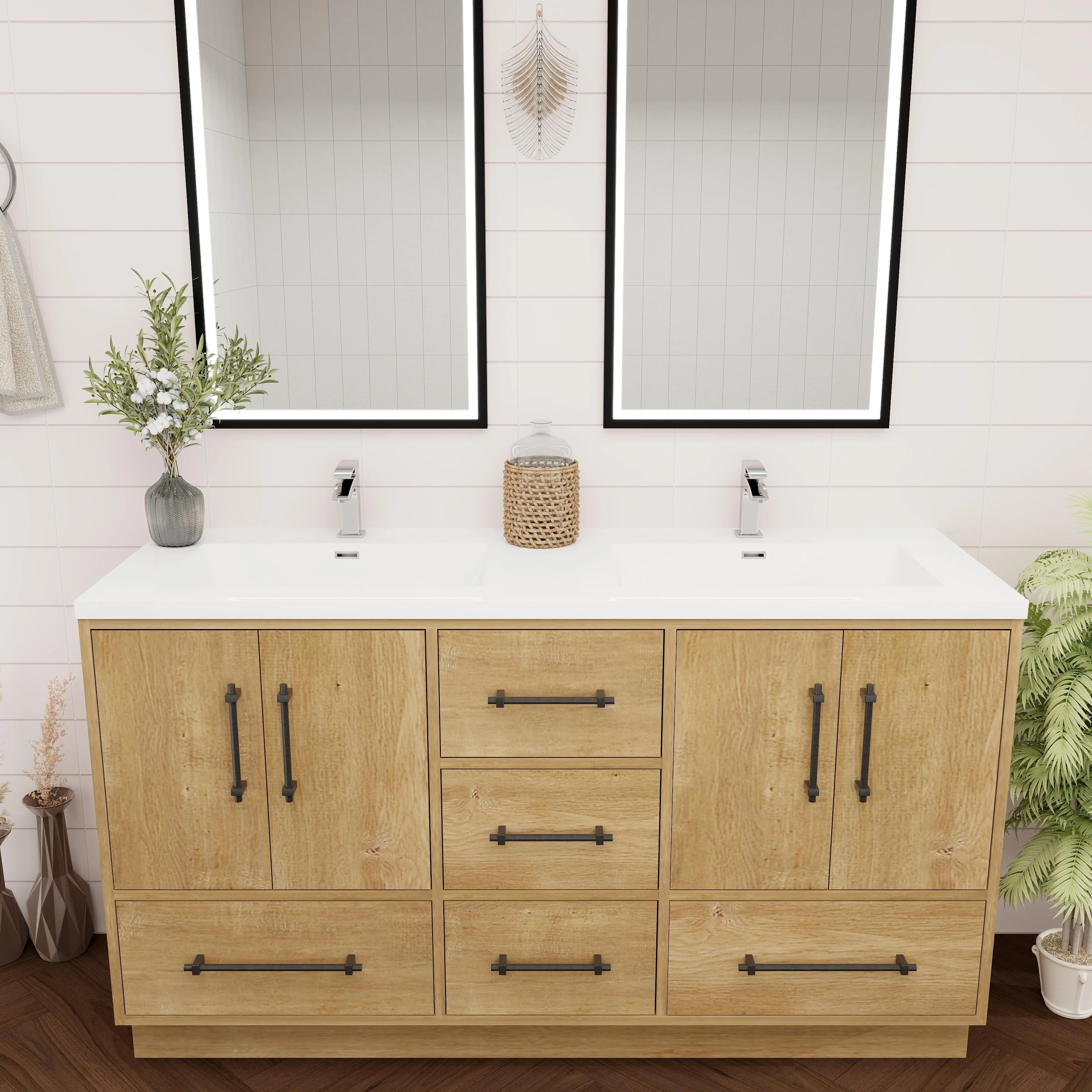 Victoria 60'' Freestanding Vanity with Double Reinforced Acrylic Sink - 59.5