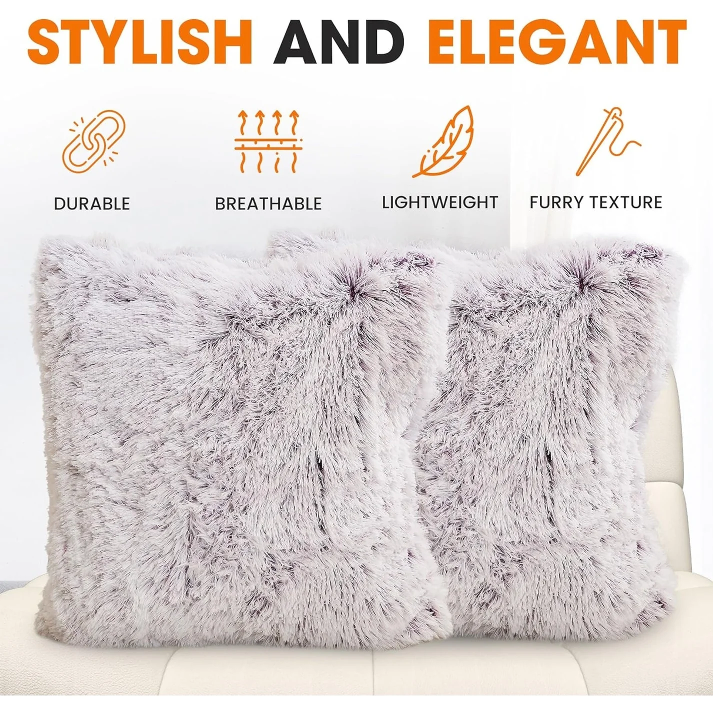 Cheer Collection Shaggy Long Hair Throw Pillows (Set of 2)